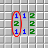 Mønstret 1-2-1, eksempel 2, markeret
