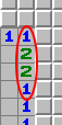 Mønstret 1-2-2-1, eksempel 1, markeret
